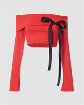 Off-Shoulder Bow Tie Top